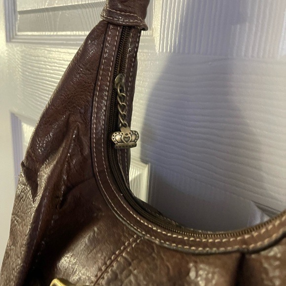 Kathy Van Zeeland Brown and Gold Shoulder Bag with Slouchy Silhouette - Picture 7 of 12